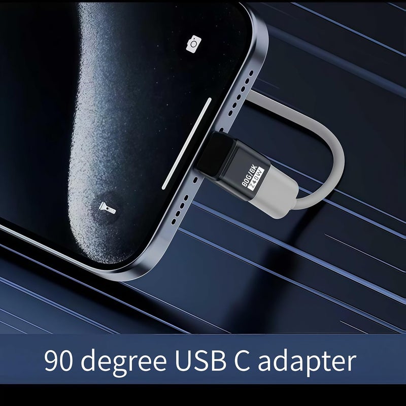 basecolors 3 Pack Usb C 90 Degree Adapter [80Gbps Data Transfer,8K@240Hz Video, 240W Charging ].Usb C Right Angle Adapter Compatible with Steam Deck,Thunderbolt 5/4/3,Switch2/1 and Most usbc Device.(Black） - Image 2